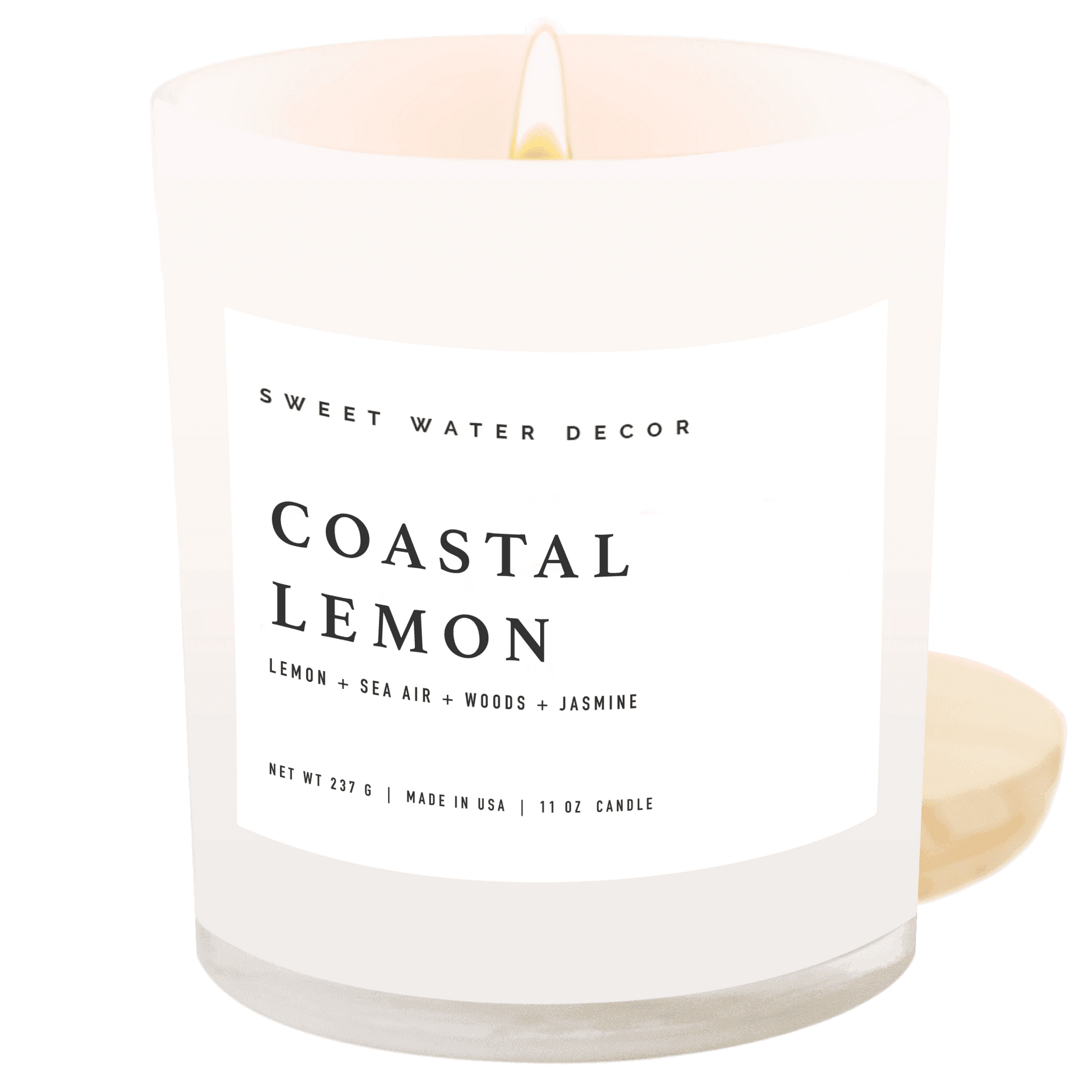 Coastal Lemon Soy Candle - White Jar - 11 oz - SwagglyLife Home & Fashion